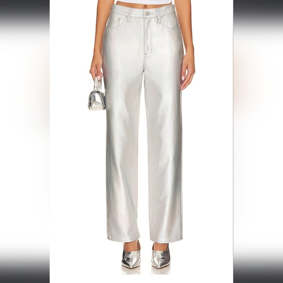 NEW Pistola Cassie High Rise Coated Prism Straight Leg Metallic Luxury Jeans - Picture 2 of 12